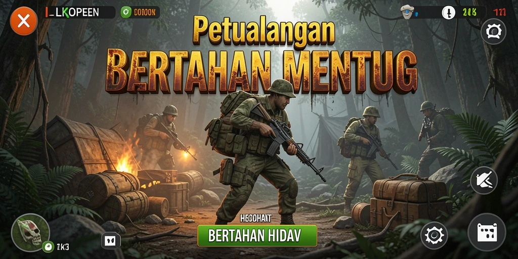Antarmuka permainan LKOPEN yang menampilkan tantangan bertahan hidup.